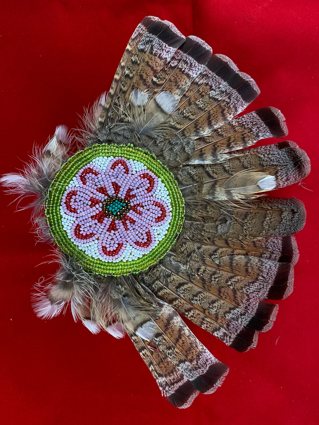 Beaded Feather Fan